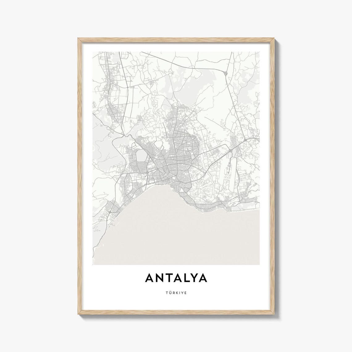 Antalya Turkiye Minimalist City Street Map Modern Line Art Wall Art