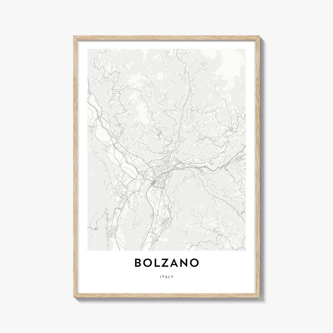 Bolzano Italy Minimalist City Street Map Black White Gift Poster