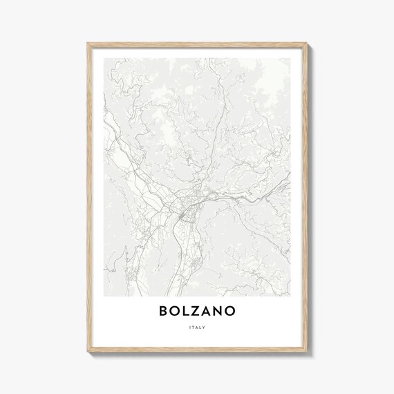 Bolzano Italy Minimalist City Street Map Black White Gift Poster