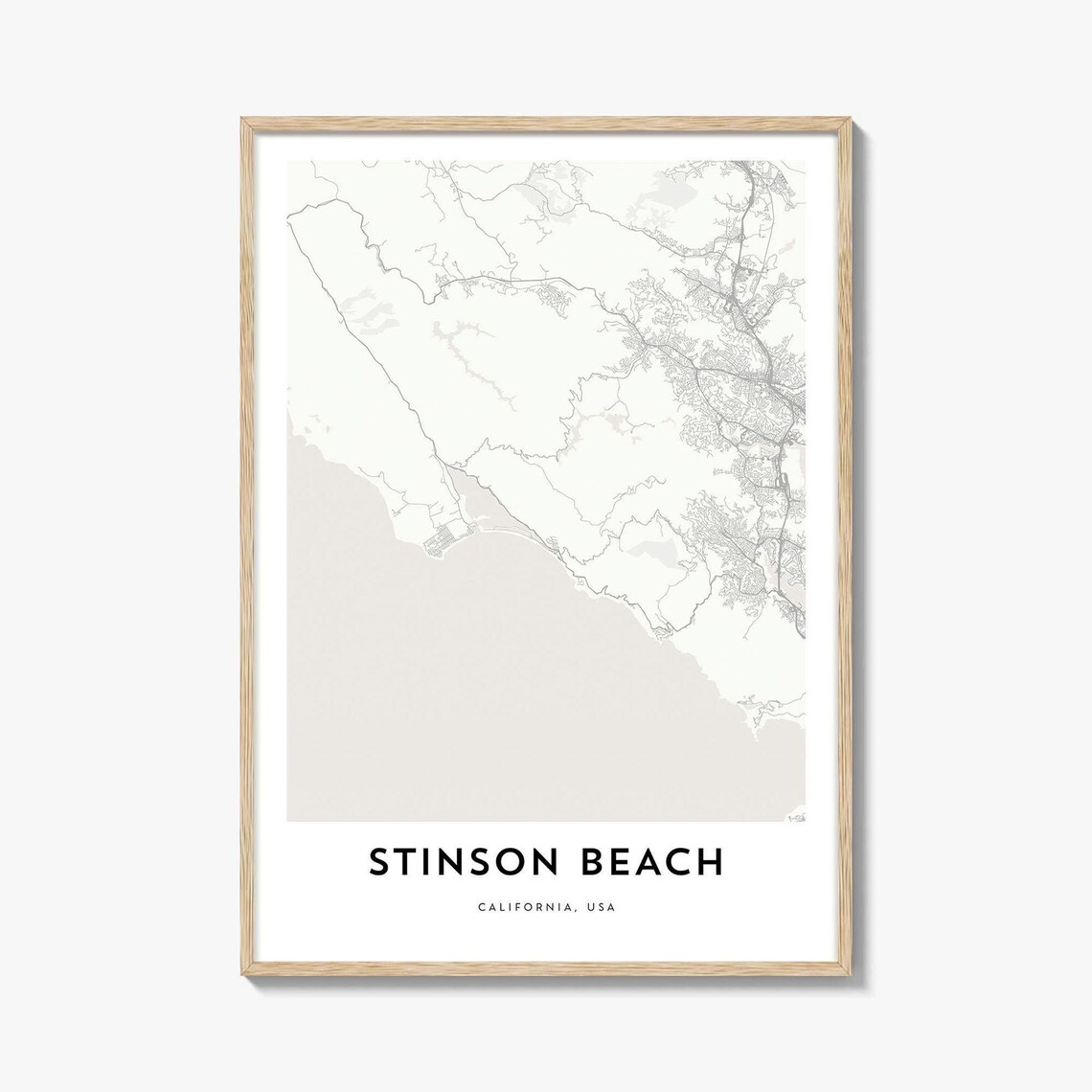 Map Of Stinson Beach, Home Office Artwork