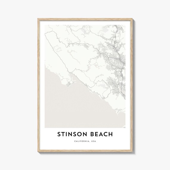 Map Of Stinson Beach, Home Office Artwork