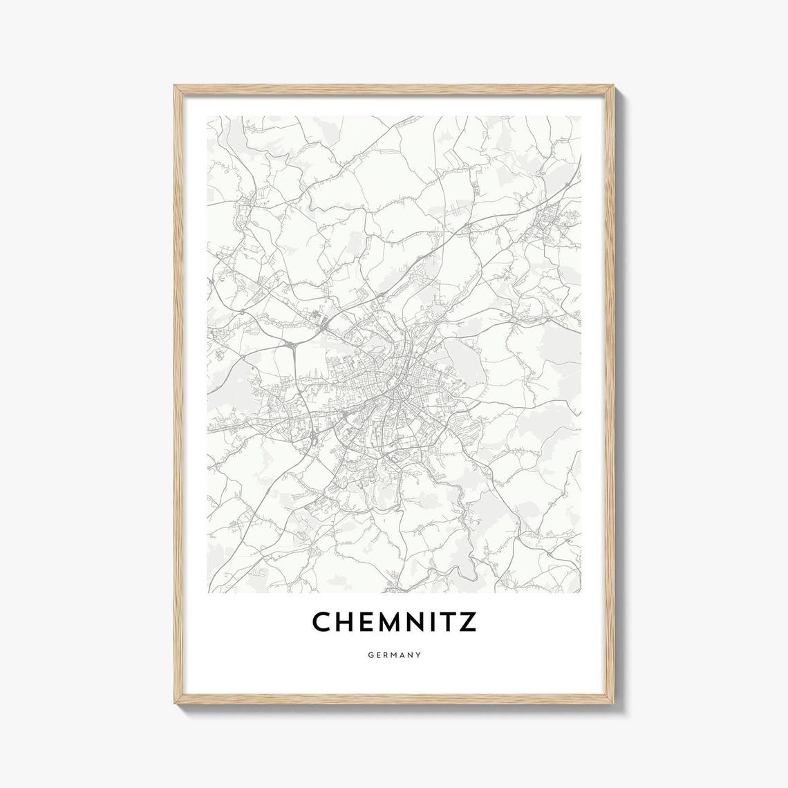 Chemnitz Germany Minimalist City Map Street Layout Wall Poster