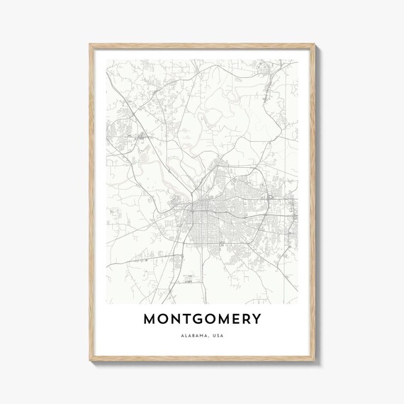 Minimalist Montgomery Alabama USA City Map Street Line Art Poster