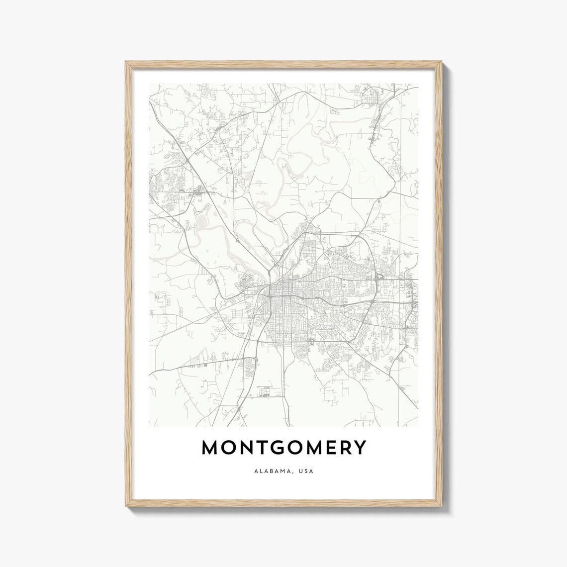 Minimalist Montgomery Alabama USA City Map Street Line Art Poster
