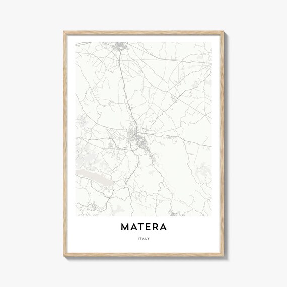 Matera Italy Minimalist City Street Map Art Poster for Home Decor
