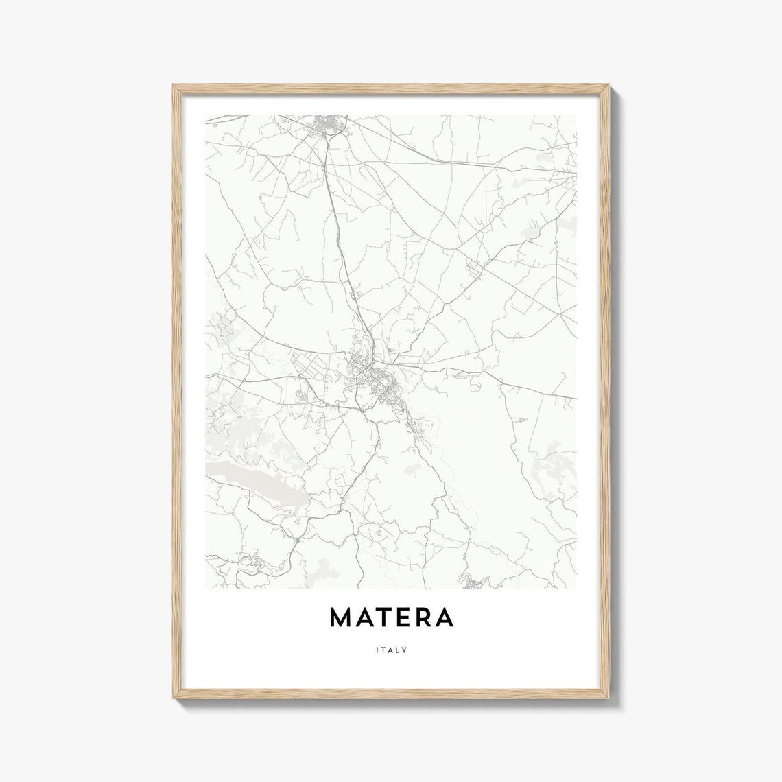 Matera Italy Minimalist City Street Map Art Poster for Home Decor