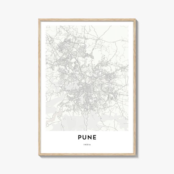 Pune India Minimalist City Street Map Modern Art Travel Gift Poster