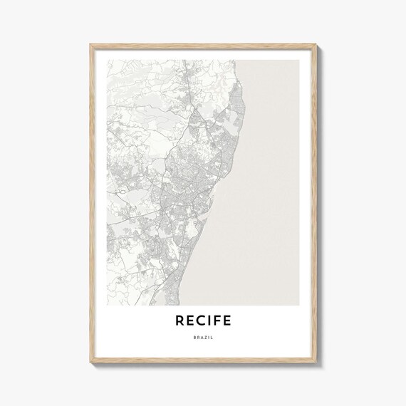 Recife Brazil City Street Map Minimalist Light Grey Travel Poster