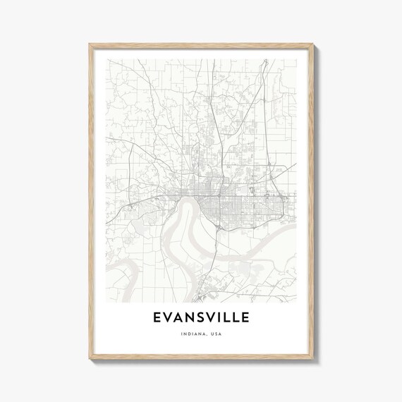 Evansville Indiana USA City Street Map Poster In Minimal Light Gray