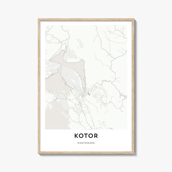 Kotor Montenegro Minimalist Coastal City Street Map Art Poster