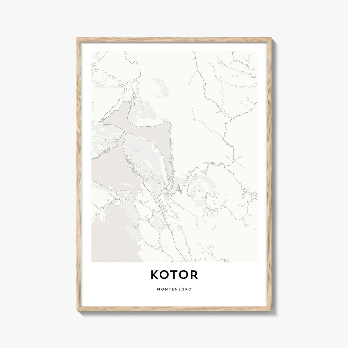 Kotor Montenegro Minimalist Coastal City Street Map Art Poster