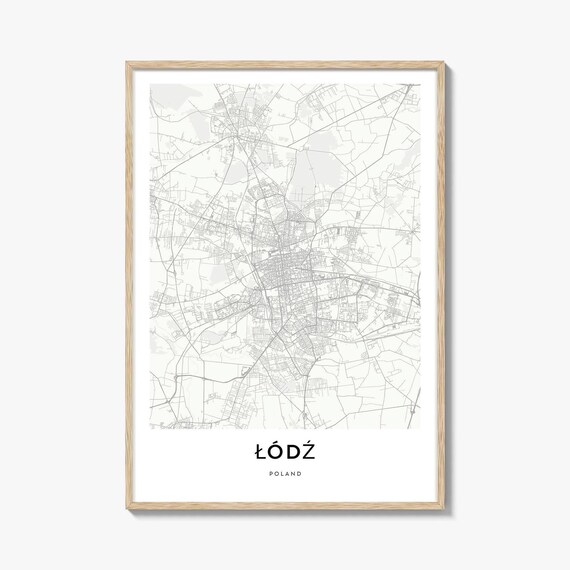Lodz Poland Minimalist City Street Map Travel Home Decor Poster