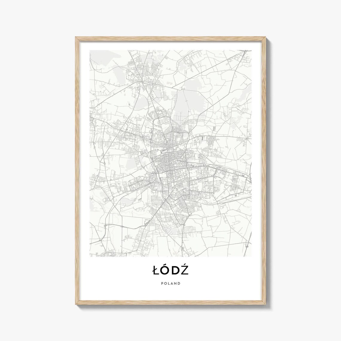 Lodz Poland Minimalist City Street Map Travel Home Decor Poster