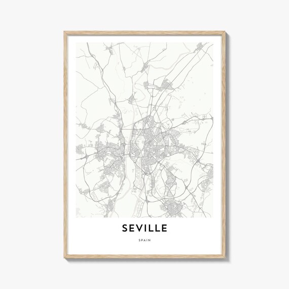 Seville Spain Minimalist City Street Map Poster Wall Decor Art