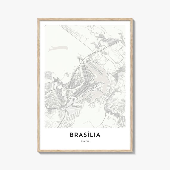 Brasilia Brazil Minimalist City Street Map Poster in Modern Light Style