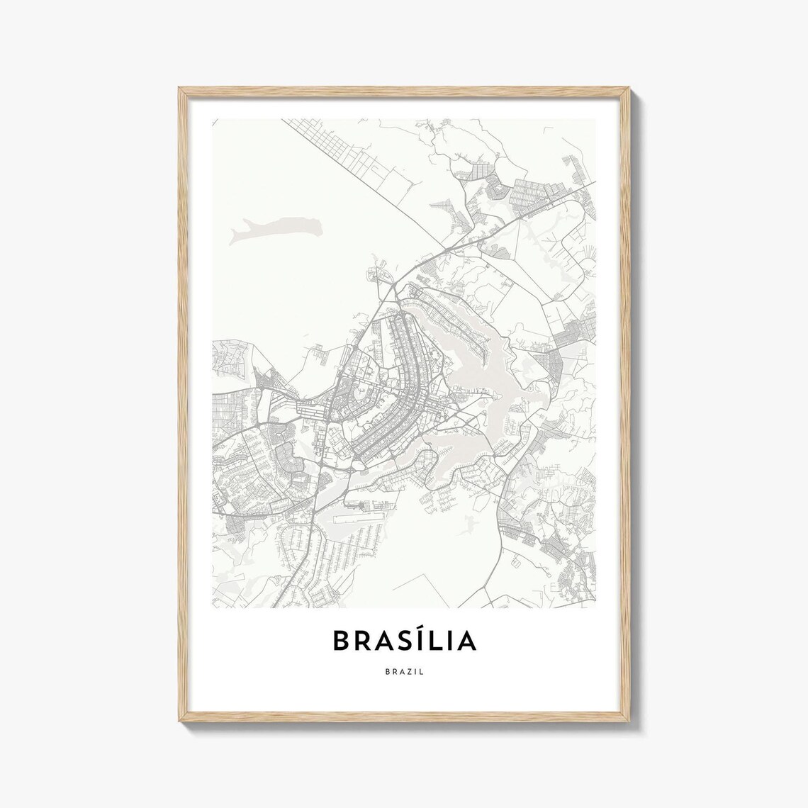 Brasilia Brazil Minimalist City Street Map Poster in Modern Light Style