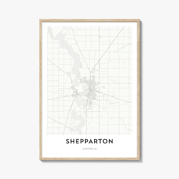 Shepparton Australia Minimalist Black and White City Map Poster