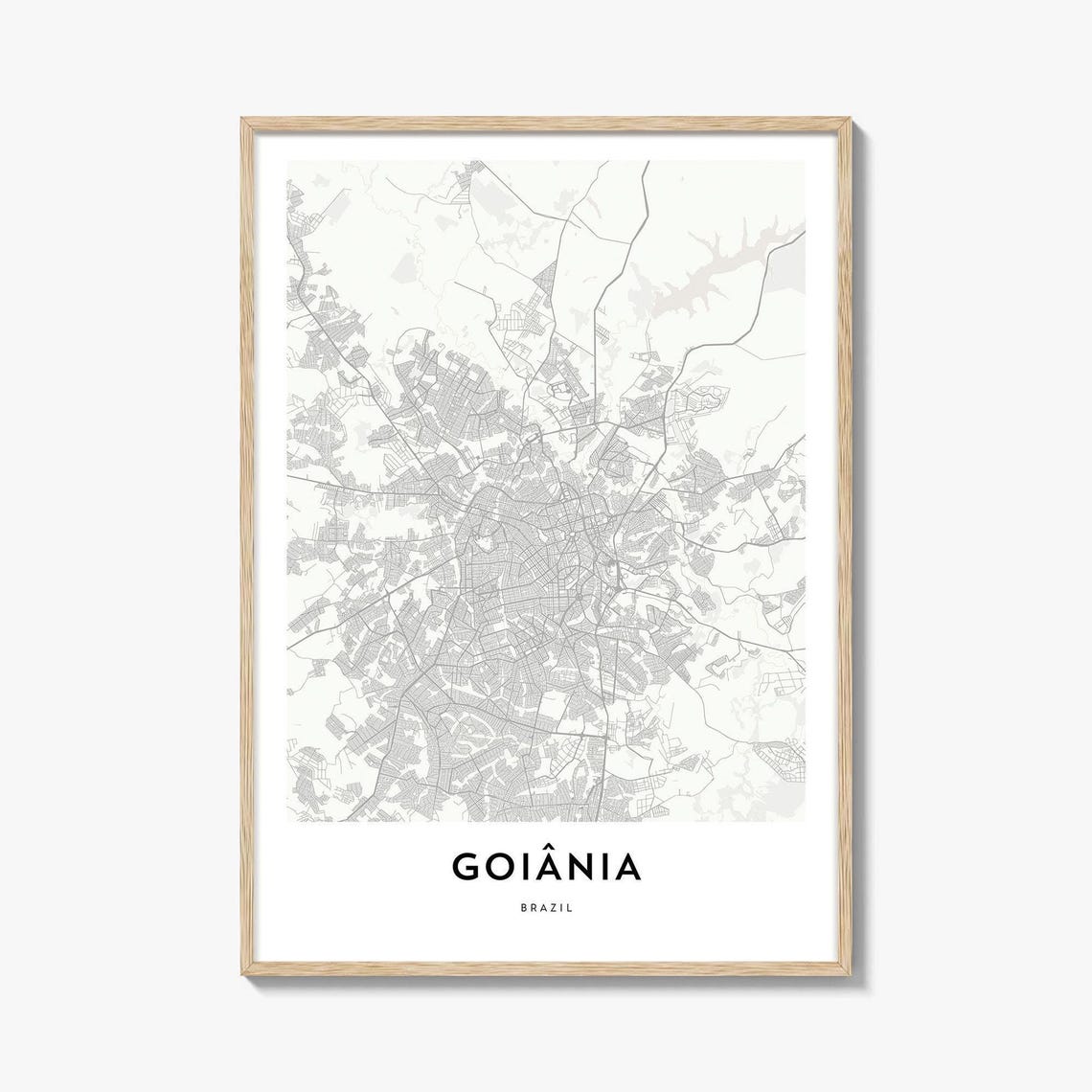 Goiania Brazil Minimalist Street Map City Art Travel Wall Poster