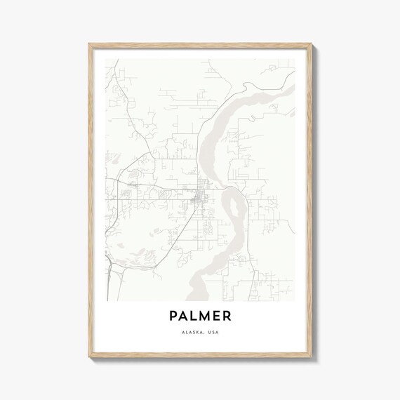 Palmer Alaska USA Minimalist Riverside City Map Decor Poster