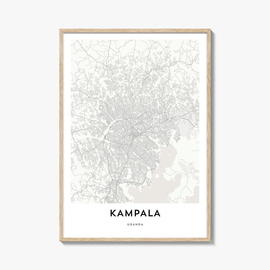 Kampala Uganda Elegant Minimalist Gray City Street Map Poster