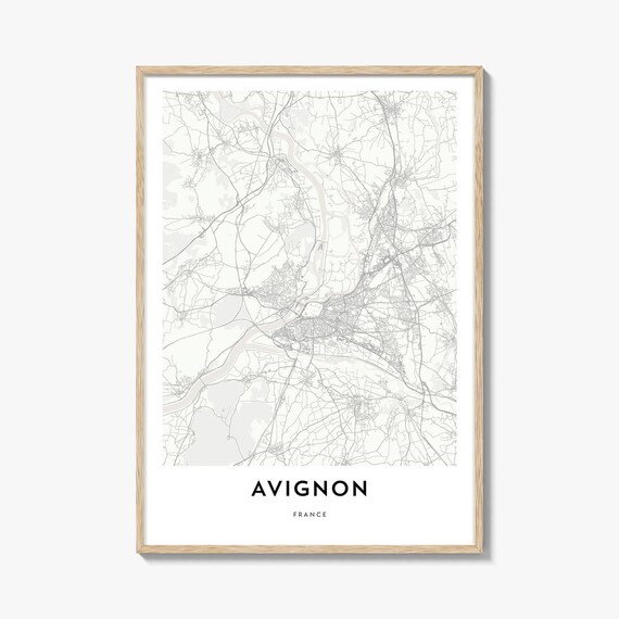 Avignon France Minimalist City Map Street Plan Line Drawing Poster