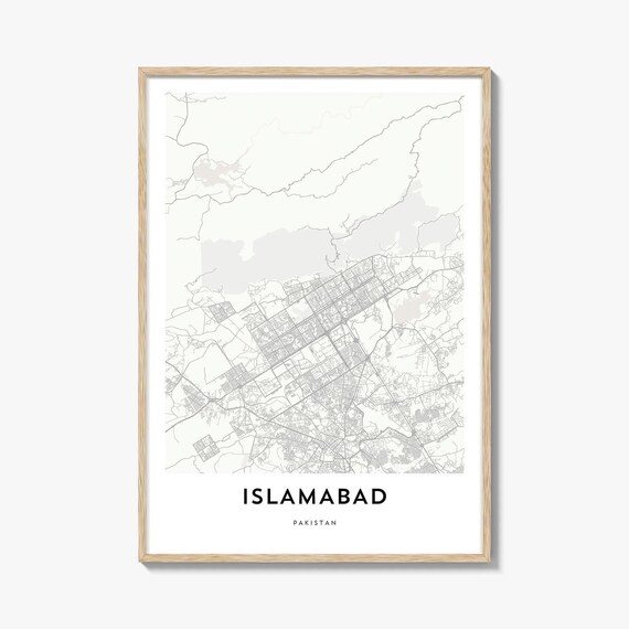 Islamabad Pakistan Minimalist Gray Street Map Line Art Poster
