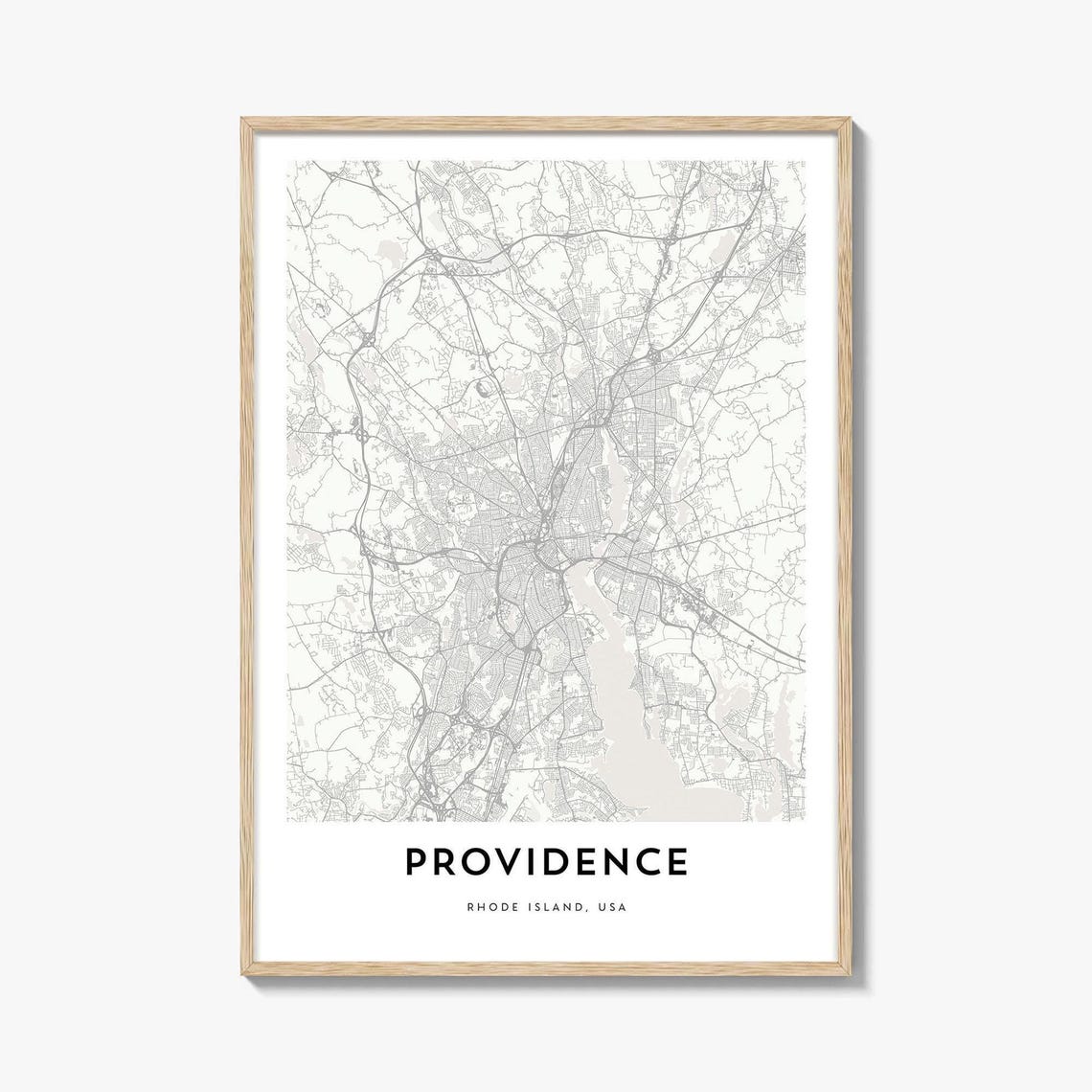 Providence Rhode Island USA Minimalist City Street Map Poster