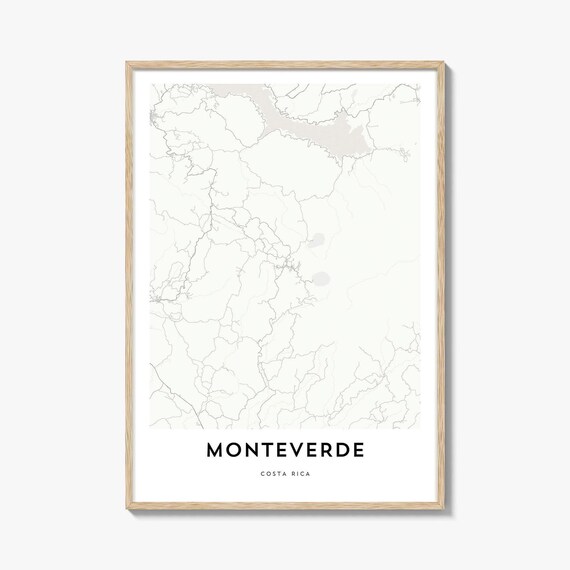 Monteverde Costa Rica Minimalist Street Map City Artwork Poster