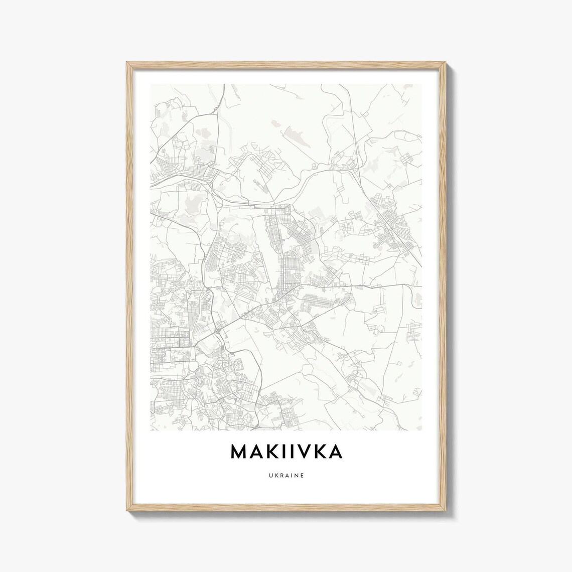 Makiivka Ukraine City Street Map Minimalist Black And White Poster