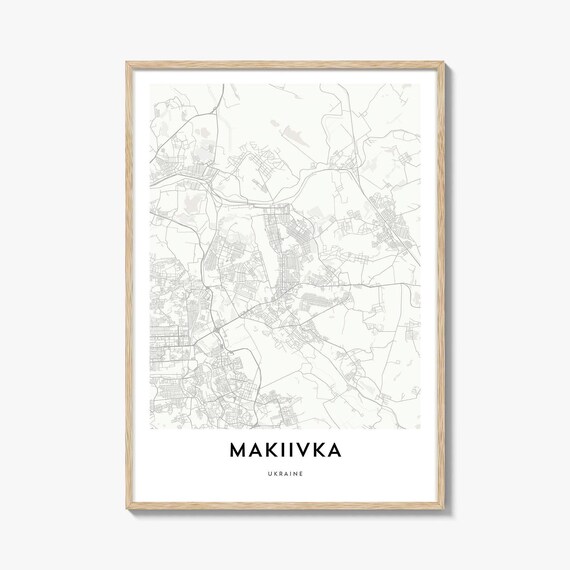 Makiivka Ukraine City Street Map Minimalist Black And White Poster