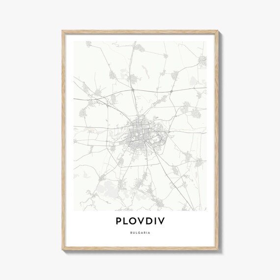 Plovdiv Bulgaria Minimalist City Street Map Modern Wall Poster