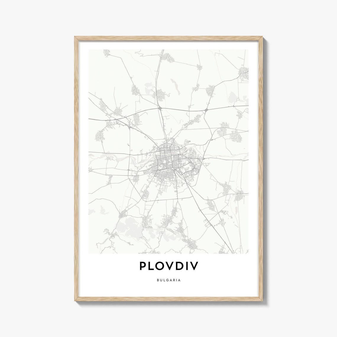 Plovdiv Bulgaria Minimalist City Street Map Modern Wall Poster