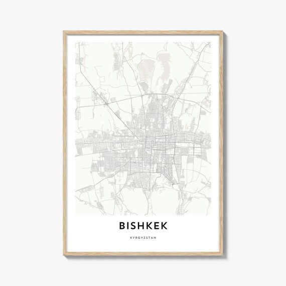 Bishkek Kyrgyzstan Minimalist City Street Map Modern Gift Poster