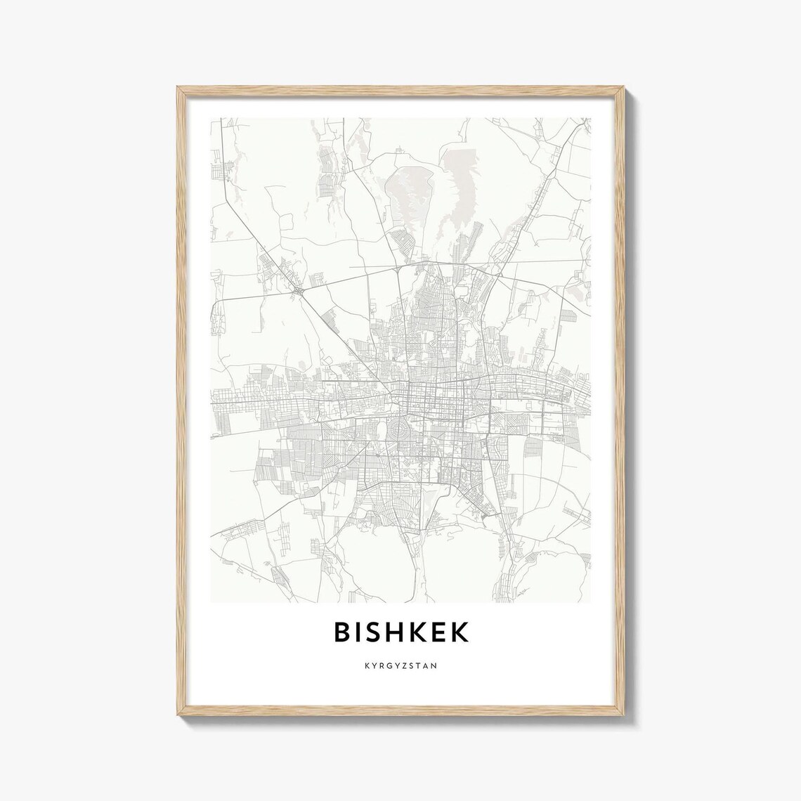 Bishkek Kyrgyzstan Minimalist City Street Map Modern Gift Poster