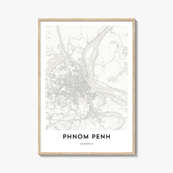 Phnom Penh Cambodia Minimalist City Map Travel Artwork Poster