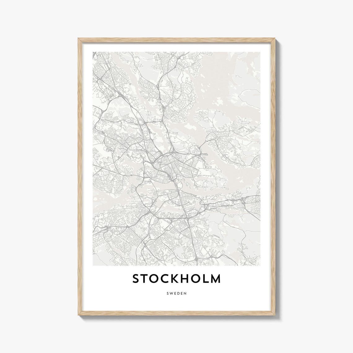 Stockholm Sweden Minimalist Light Gray City Map Art Wall Poster