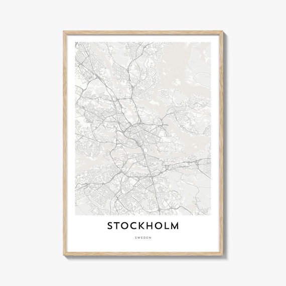 Stockholm Sweden Minimalist Light Gray City Map Art Wall Poster