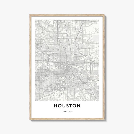 Houston Texas Usa Minimal City Street Map Bayou City Art Print