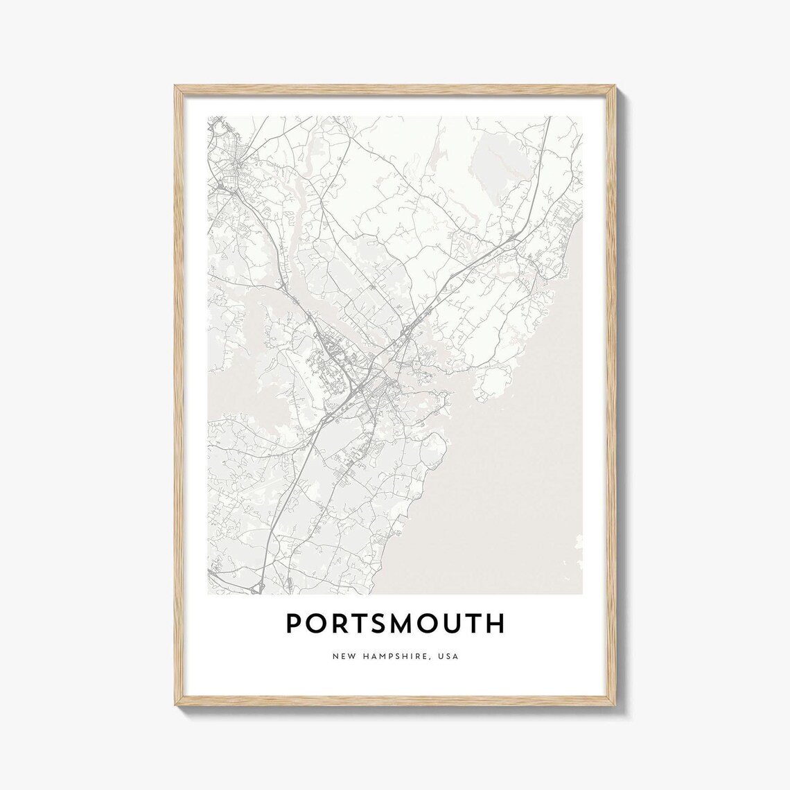 Portsmouth New Hampshire Seacoast Minimalist Street Map Poster
