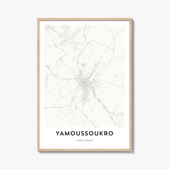 Yamoussoukro Ivory Coast Minimalist Street Map Monochrome City Poster