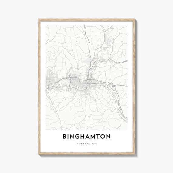 Binghamton New York USA Minimalist City Map Poster in Modern Light Style