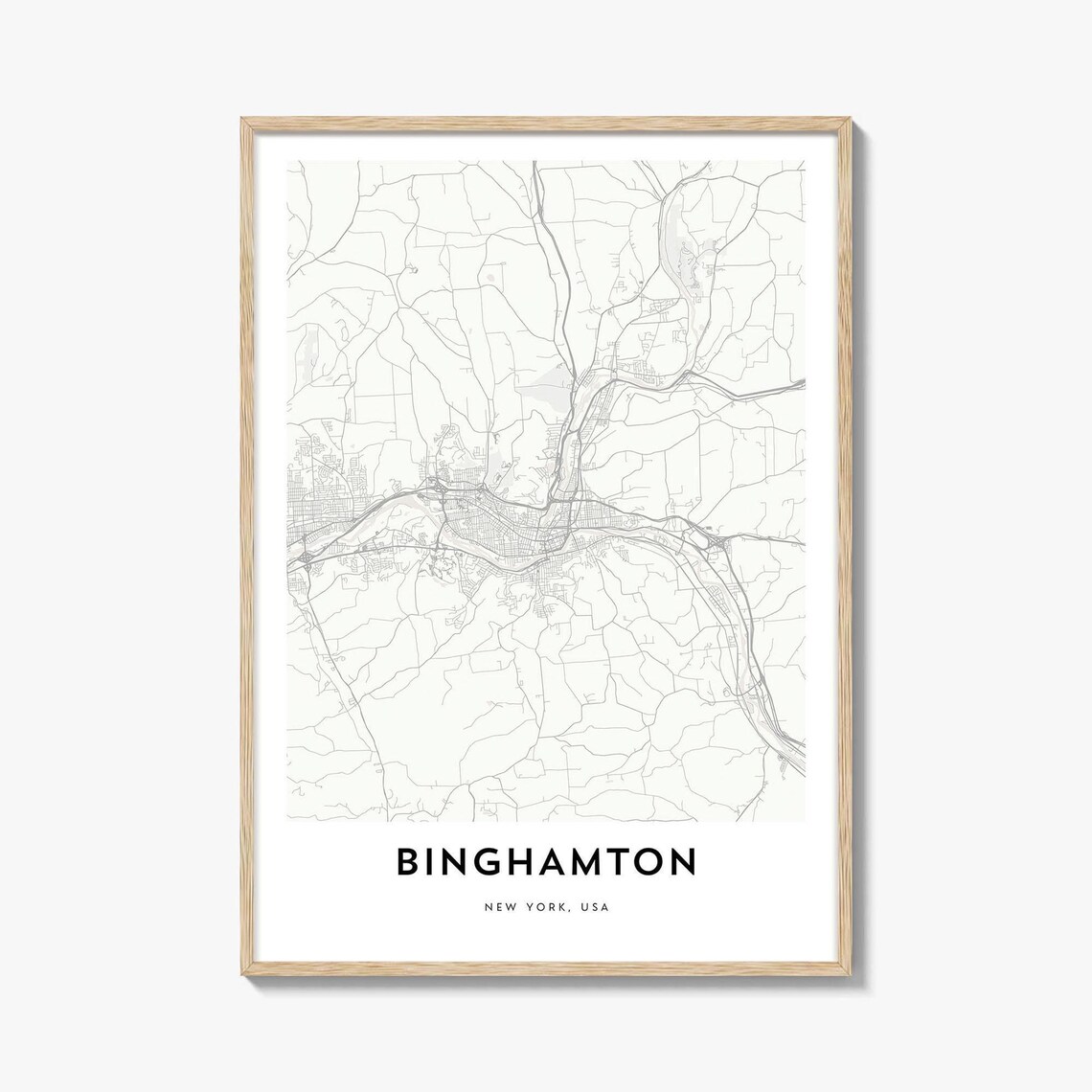 Binghamton New York USA Minimalist City Map Poster in Modern Light Style