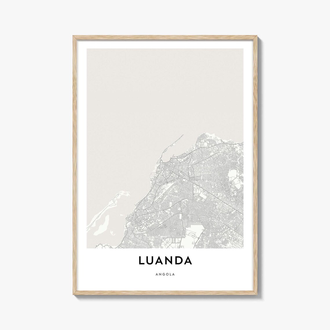 Luanda Angola Coastal Minimalist Street Map City Line Art Poster