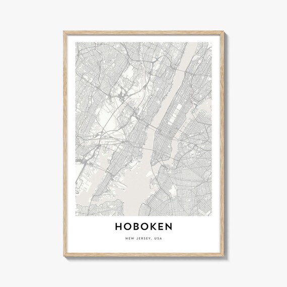 Hoboken New Jersey USA Minimalist City Street Map Modern Art Poster