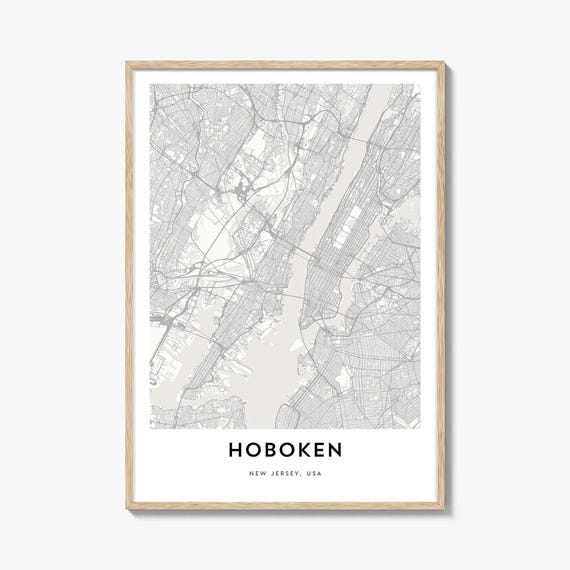 Map Of Hoboken Print Gift Poster City Artwork For Home Office New Jersey