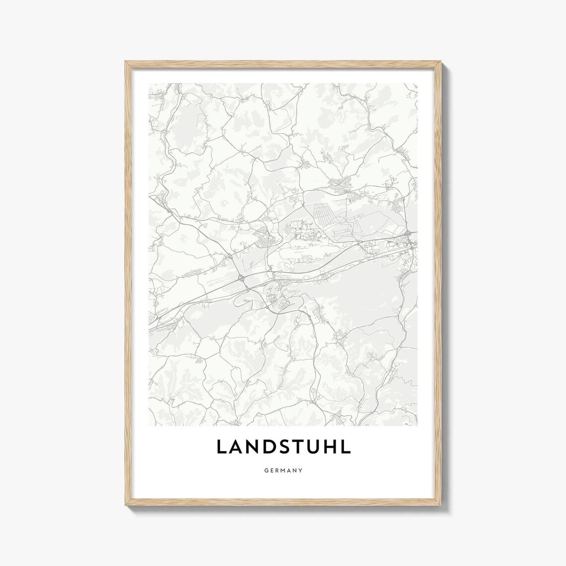Landstuhl Germany Minimalist City Street Map Home Office Art Print