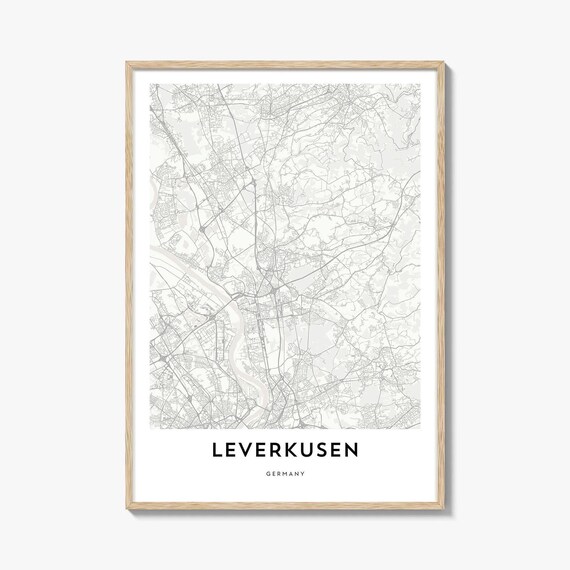 Minimalist Leverkusen Germany City Map Poster in Black and White