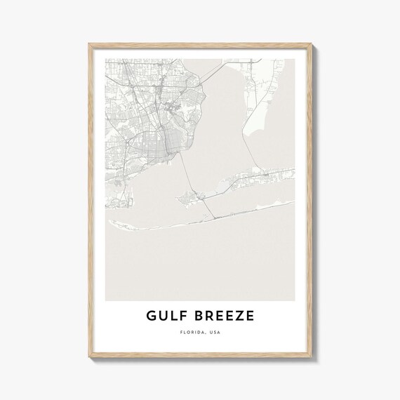 Gulf Breeze Florida USA Minimalist City Map Coastal Decor Poster