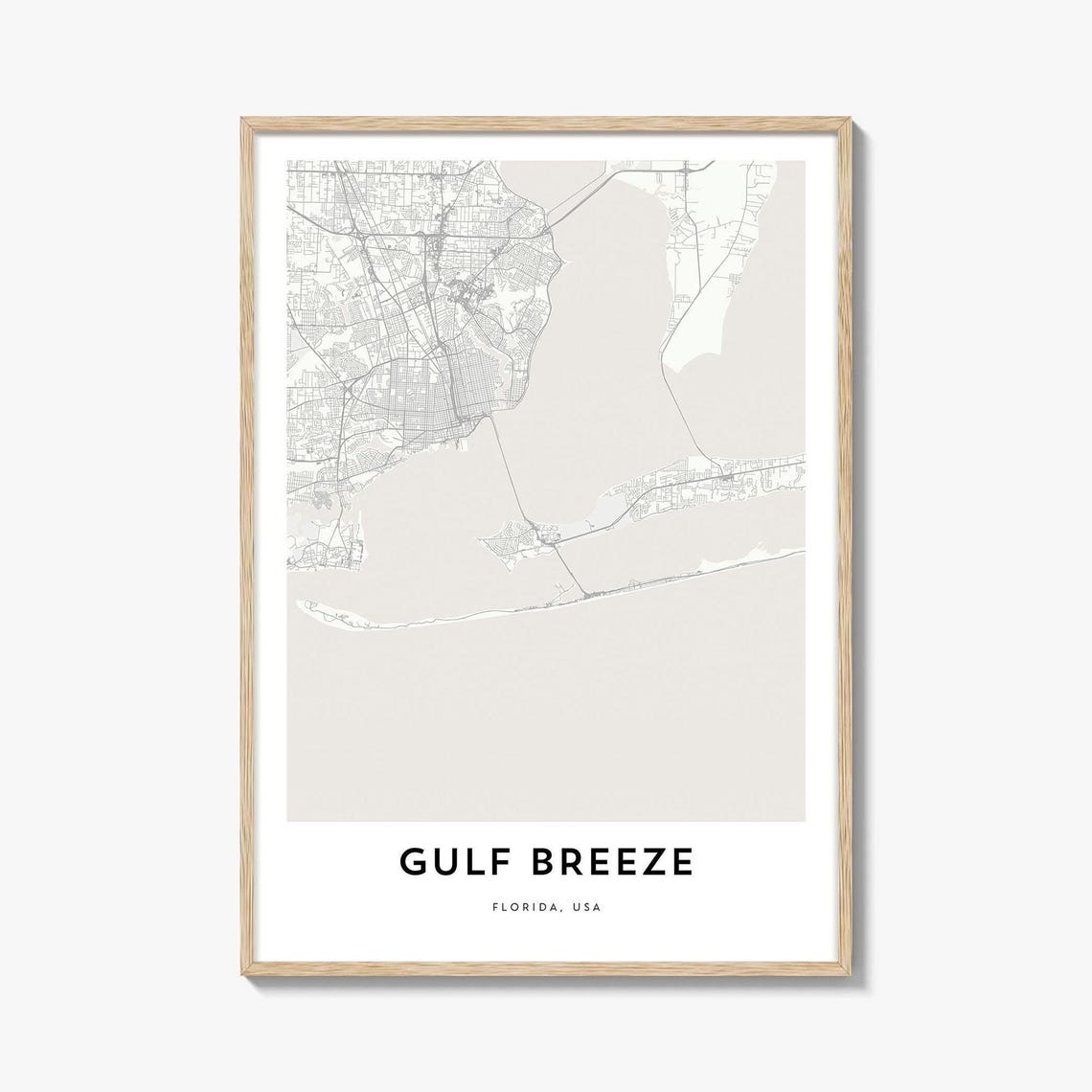 Gulf Breeze Florida USA Minimalist City Map Coastal Decor Poster