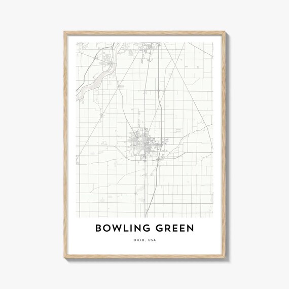 Bowling Green Ohio USA Minimalist Street Map Poster in Modern Light Style